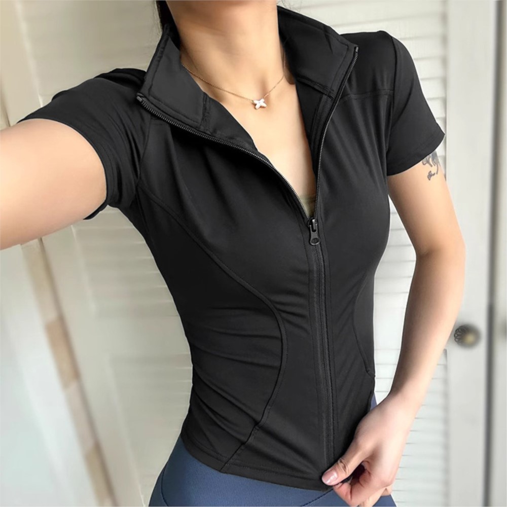 Yoga Fitness Jacket - Yoga Wear Women's Short-sleeved T-shirt Spring