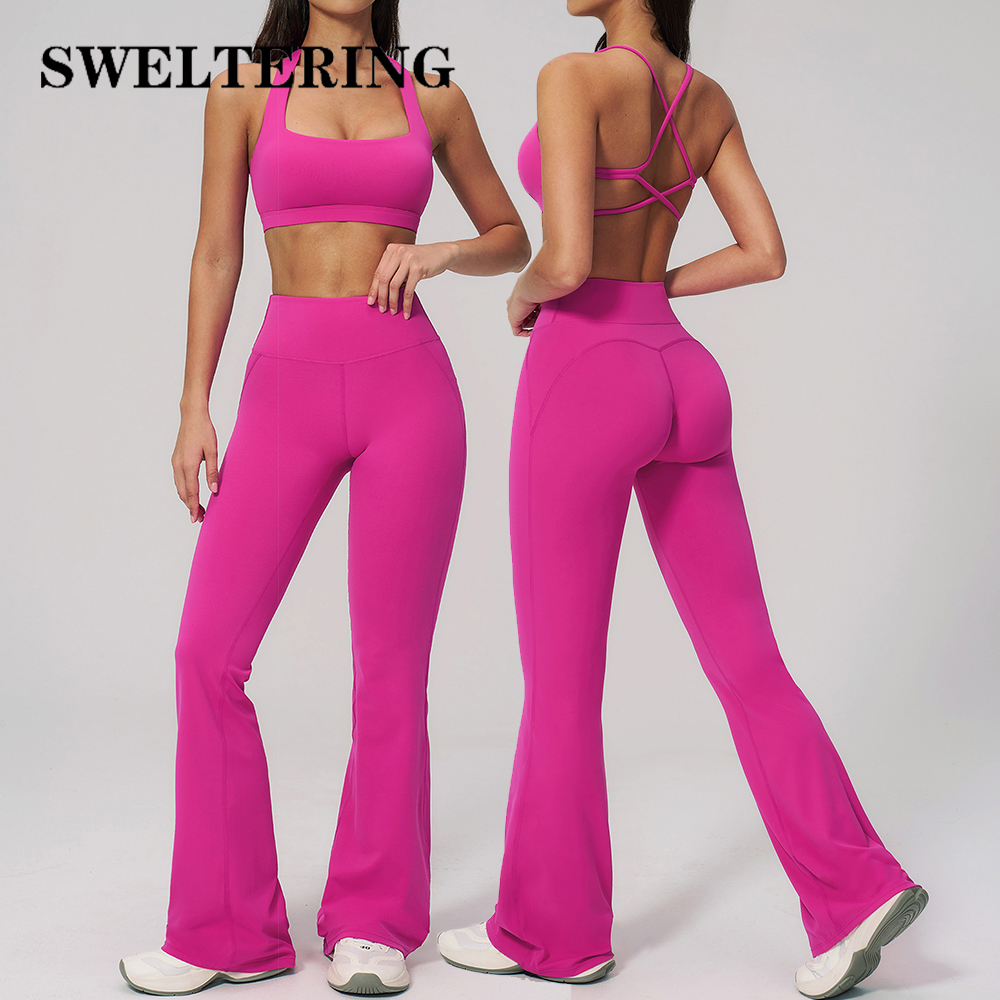 2PCS Flared Pants Yoga Set Wom – обзор и цена Yoga Fitness Kleidung