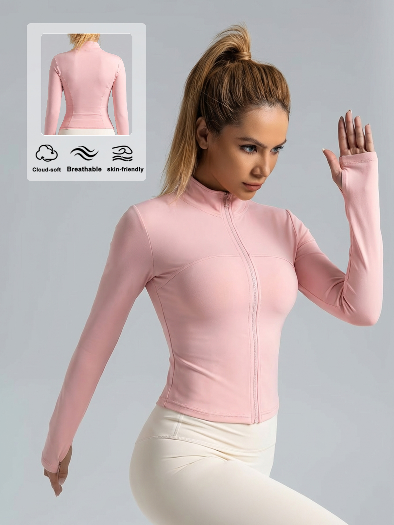 New Women Light pink Yoga Coat – обзор и цена Yoga Fitness Jacket